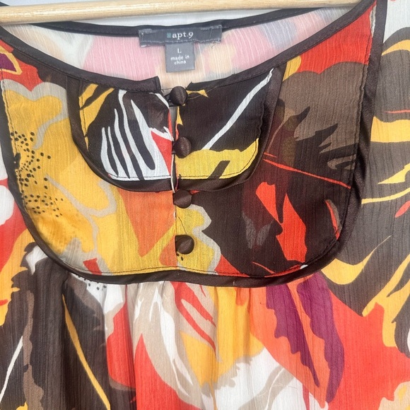 Apt. 9 Orange Red Ruffled Blouse size Large - Picture 6 of 13